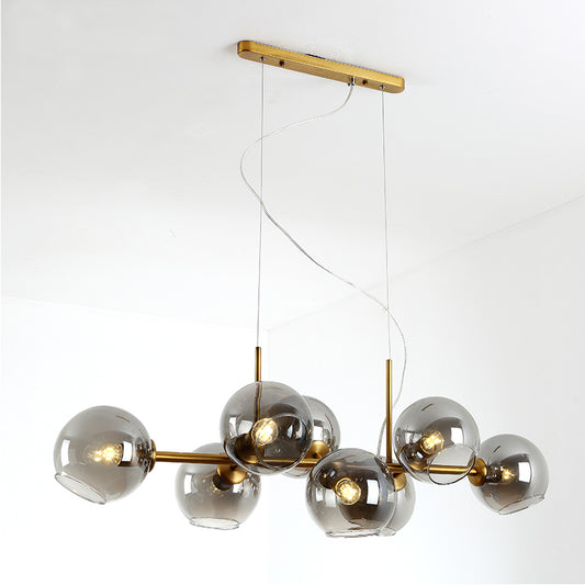 8-Light Nordic Glass Chandelier / Gold Transparent / White light