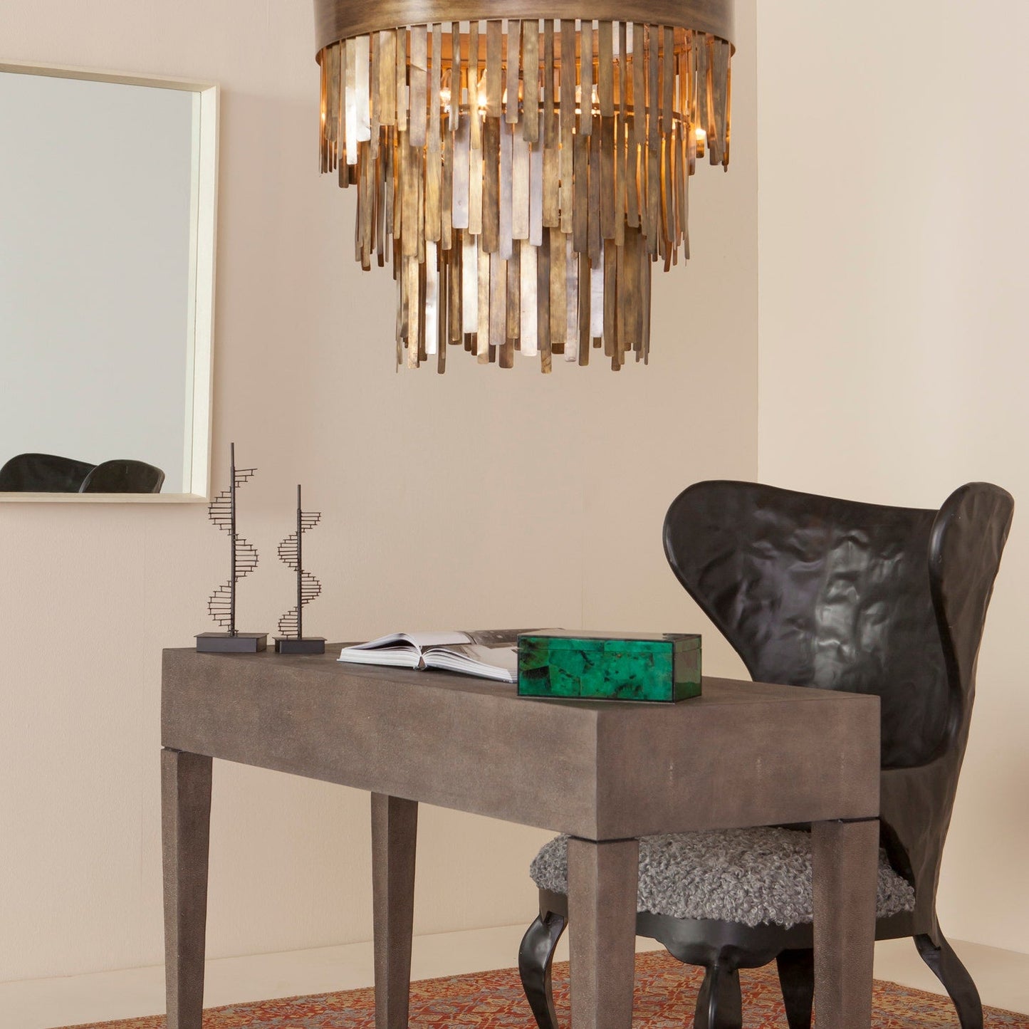Aged Metal Statement Chandelier / Aged Silver