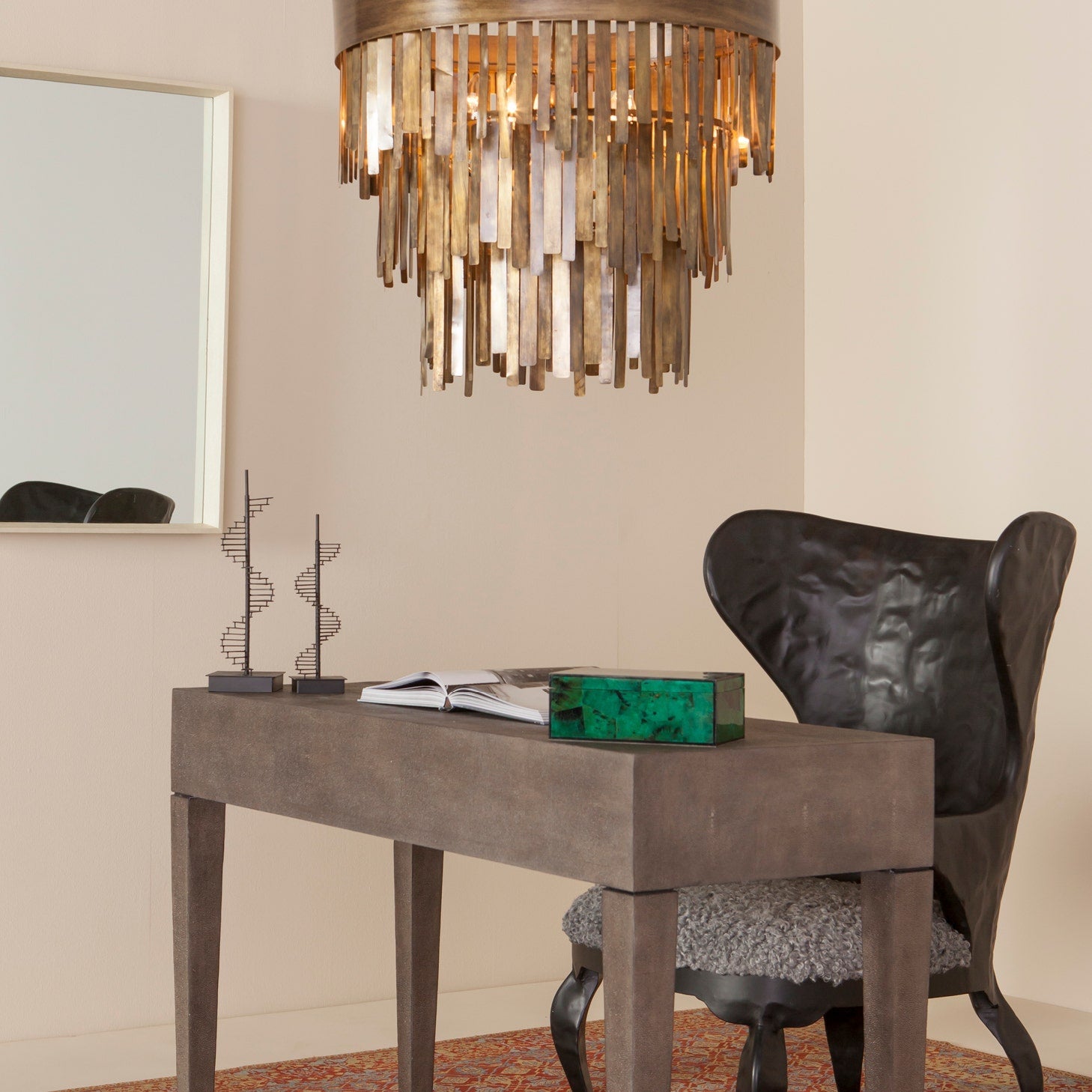 Aged Metal Statement Chandelier / Aged Silver