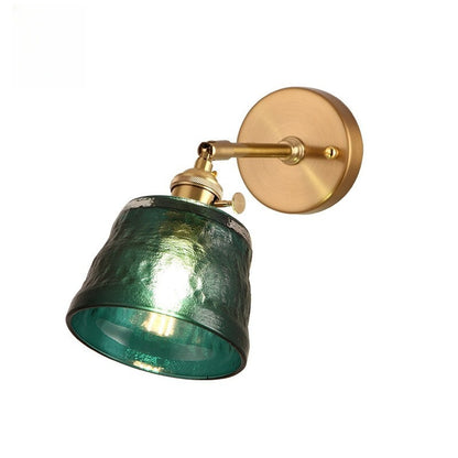 Hammered Glass Brass Wall Light / With LED4W Warm Light / Transparent Brass Wall Lamp