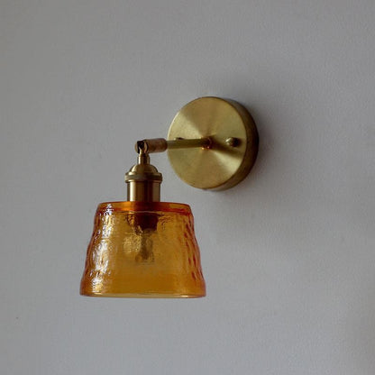 Hammered Glass Brass Wall Light