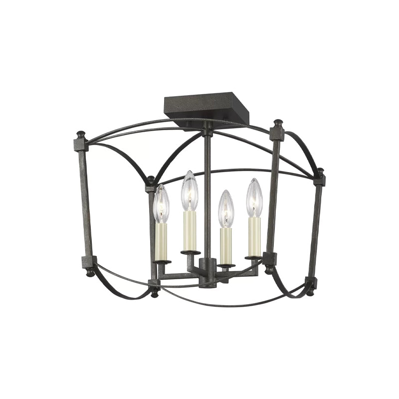 4-Light Iron Stairwell Pendant Light
