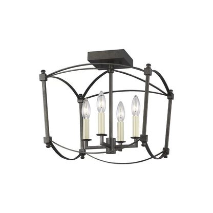 4-Light Iron Stairwell Pendant Light