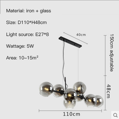 8-Light Nordic Glass Chandelier / Gold Transparent / Warm light