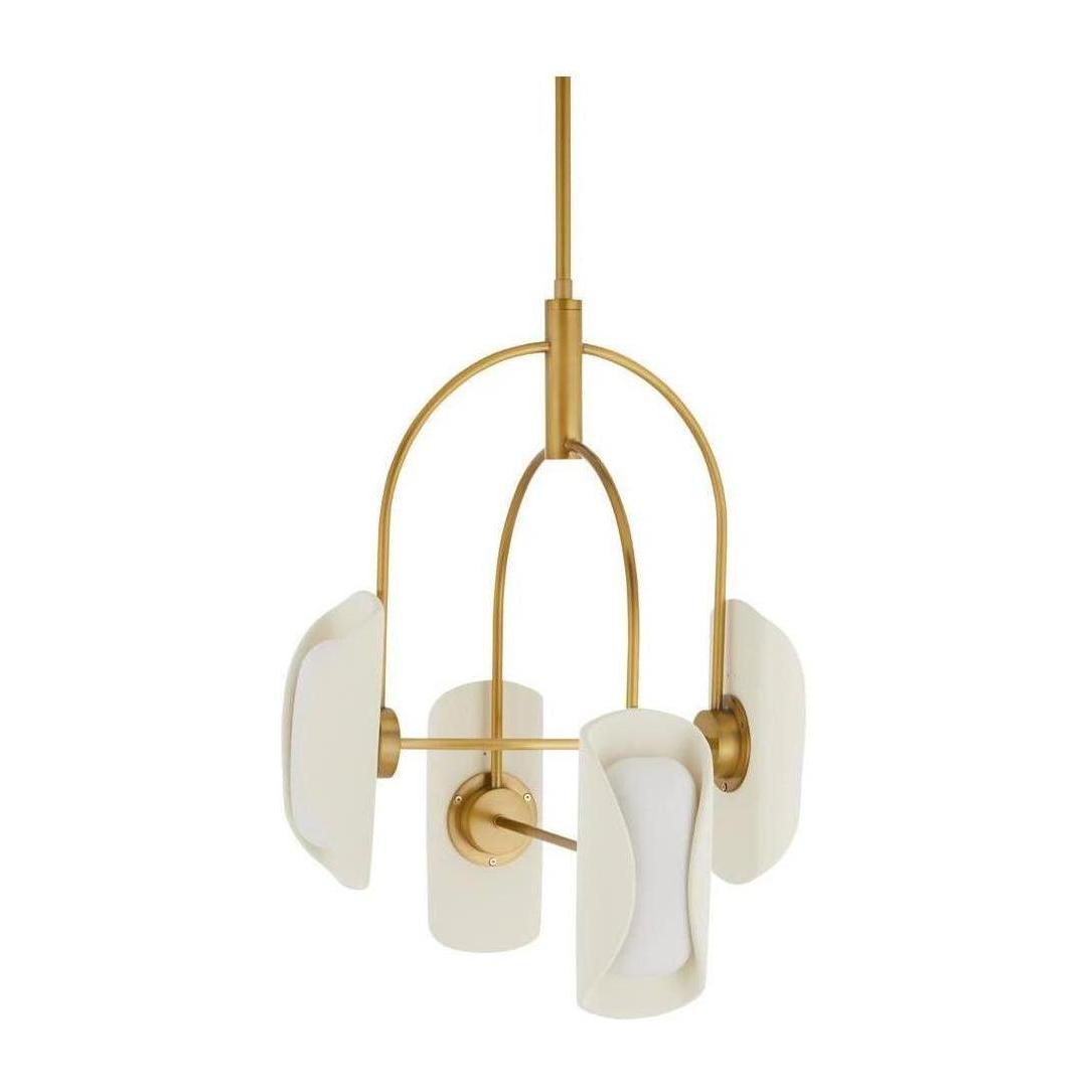 4-Light Opal Glass Resin Chandelier
