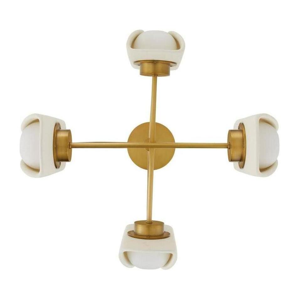 4-Light Opal Glass Resin Chandelier