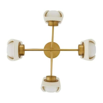 4-Light Opal Glass Resin Chandelier
