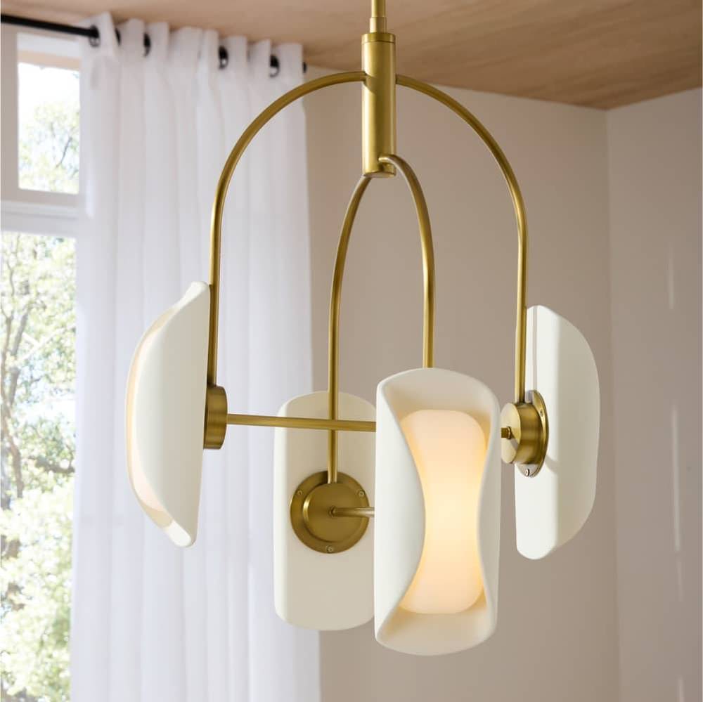 4-Light Opal Glass Resin Chandelier
