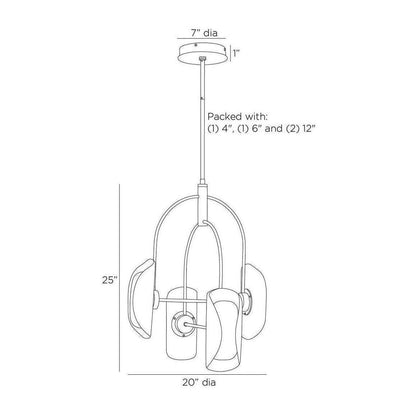 4-Light Opal Glass Resin Chandelier