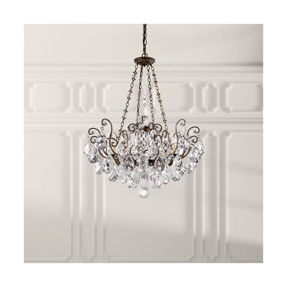 Baroque Open-Frame Crystal Pendant Light / Etruscan Gold / Clear Heritage Crystal
