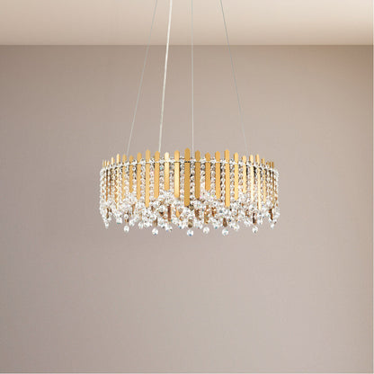 Crystal Strand Metal Bar Pendant Light / Gold Mirror / Clear Radiance