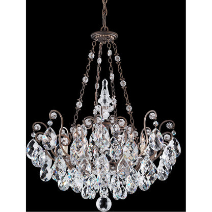 Baroque Open-Frame Crystal Pendant Light / Etruscan Gold / Clear Crystals From Swarovski