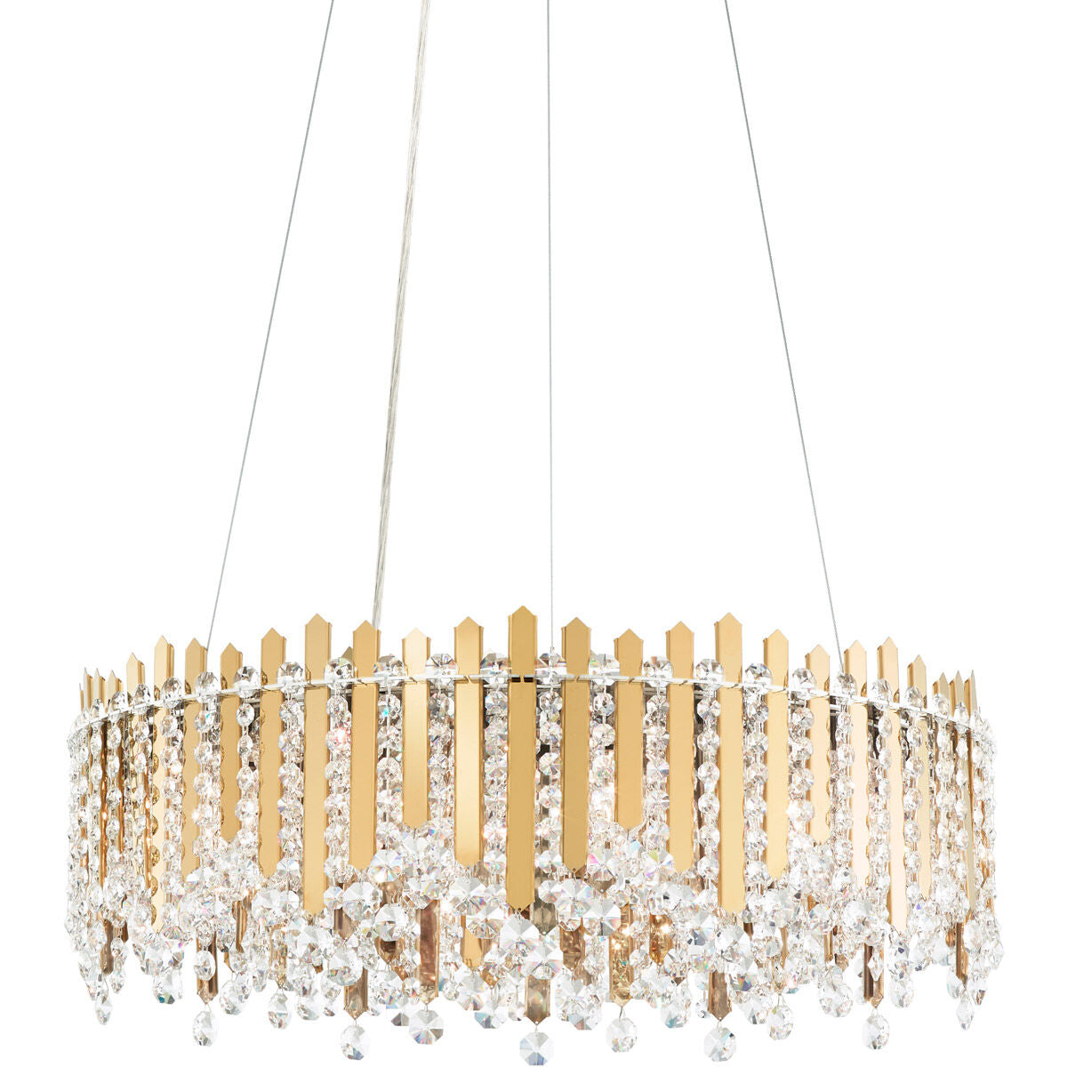 Crystal Strand Metal Bar Pendant Light / Gold Mirror / Clear Optic Crystal