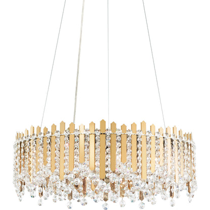 Crystal Strand Metal Bar Pendant Light / Gold Mirror / Clear Optic Crystal